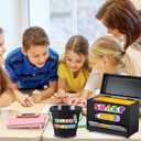 Yaocom Stainless Steel Pencil Dispenser Pen Holder Pencil Bucket with 2 Stickers Small Metal Bucket with Handle for Bulk Pencils Storage Supplies(Black)