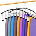 InPoTo Legging Organizer for Closet, Metal Yoga Pants Hangers 2 Pack w/10 Clips Holds 20 Leggings, Space Saving, Clips Hanger for Pants, Shorts, Scarf, Hats Black