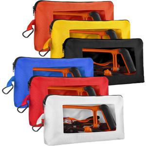 Aliceset 6 Pcs Small Tool Pouch 1680D Oxford Zipper Bags with Clear Window Multipurpose Zipper Pouch Heavy Duty Waterproof Utility Bag for Tool Organization and Storage (Multicolor)