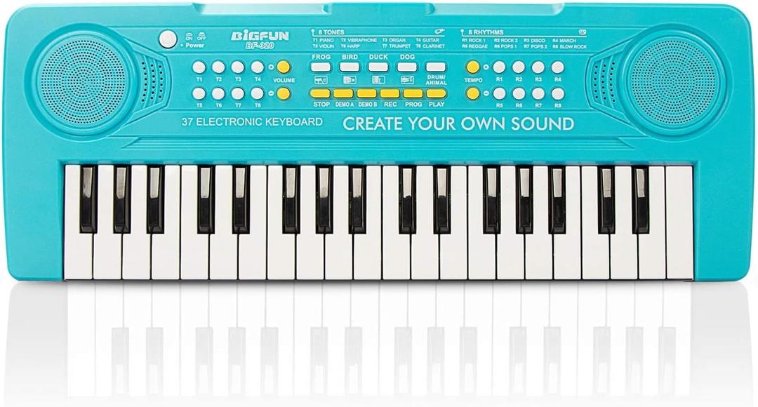 Keyboard Piano for Kids, BIGFUN 37 Keys Toddler Piano Multifunction Music Educational Instrument Toy, Electronic Kids Keyboard for 37 Year Old Girls and Boys (Blue)