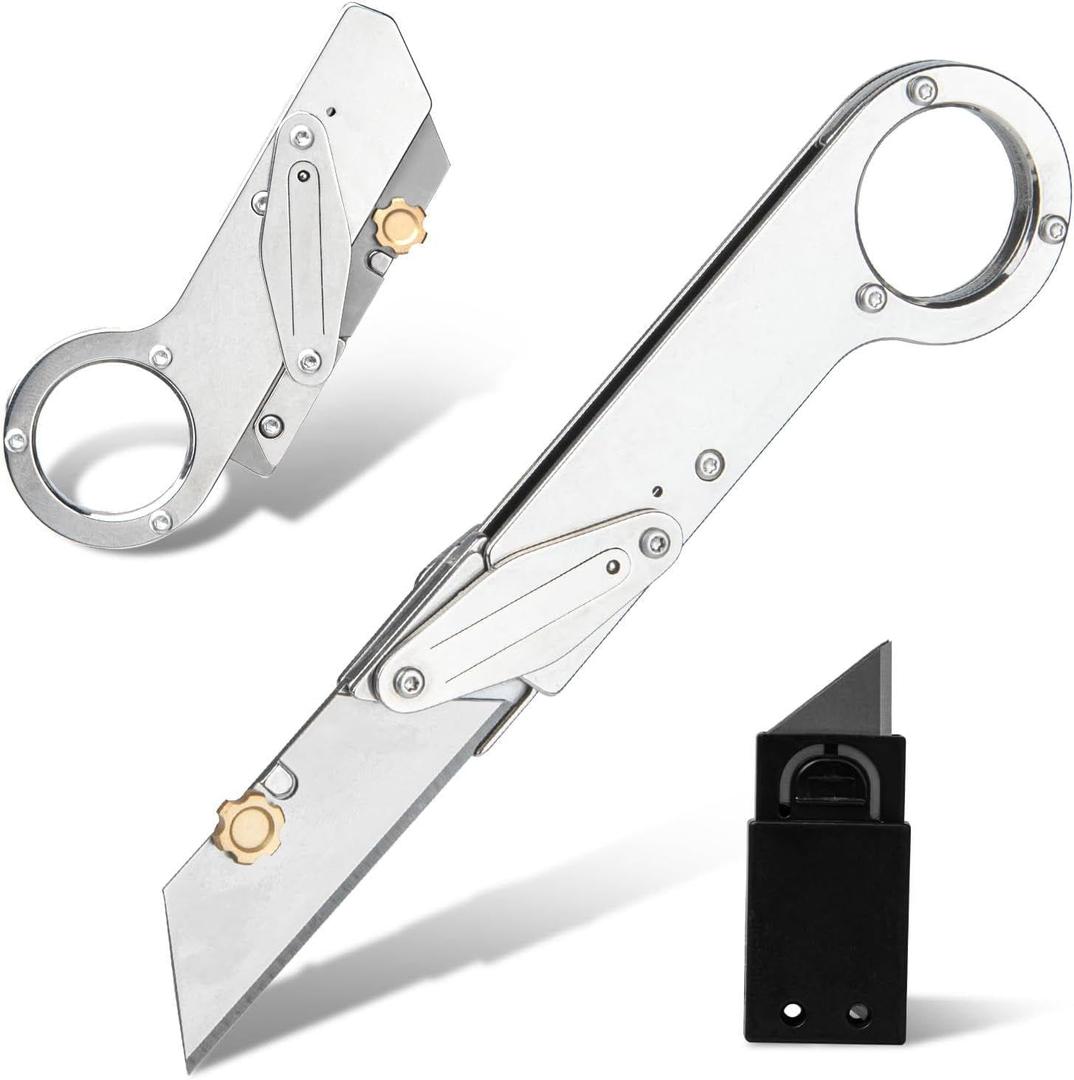 2 x Folding Pocket Knife with 10 replacement blades, EDC Utility Knife for Camping and work