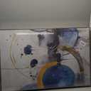 OIQArtOIQ 3 Piece Large Abstract Canvas Wall Art For Living Room Blue and Gold Framed Wall Art Modern Aesthetic Minimalist Art Prints Artwork For Bedroom Office Dining Room 12x16 in