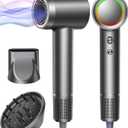 Hair Dryer - 1 Min Fast Drying, High-Speed Blow Dryer with 500 Million Negative Ions, No Heat Damage, Low Noise, Lightweight, Professional Hairdryer with Diffuser & Nozzle, Gunmetal