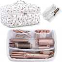 Hair Tools Travel Bag with 2 Silicone Heat Resistant Mat, Quilted Storage Pouch for Curling Iron, Flat Irons, Straighteners, Haircare Accessories Organizer, Gift for Women(White)