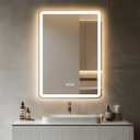 28"x 20" LED Bathroom Mirror with Stepless Dimmable, Backlight Wall Mirrors with Anti-Fog Bathroom Digital Mirror for Wall, 3 Color Modes, Memory Function Smart Mirror