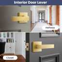 EHOMEWARE 6 Pack Keyless Door Handle Set Passage Door Lever for Hall and Closet, Satin Brass Finish