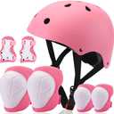 Besttravel Kids Helmet, Toddler Adjustable Kids Ages 3-8 Years Old Boys Girls Multi-Sports Safety (Pink with Pads)