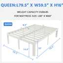 White Bed Frame Queen Size 16 Inch, Metal Queen Bed Frame No Box Spring Needed, Heavy Duty Steel Support 3500 LBS, DIY Headboard, Noiseless, Round Corner Legs, Storage Space, Easy Assembly