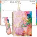 SUNEE 2026 Weekly and Monthly Planner - from January 2026 - December 2026, Daily Agenda Planner with Monthly Tab, Flexible Cover, Note Pages, Pockets, Bookmark, Spiral Binding, Marble, 6.4" x 8.3"