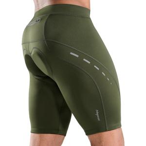 Nepest Men's Bike Shorts 4D Padded Cycling Road Biking Riding Biker Bicycle Mountain Cycle Shorts Zipper Pockets (Large, Army Green)