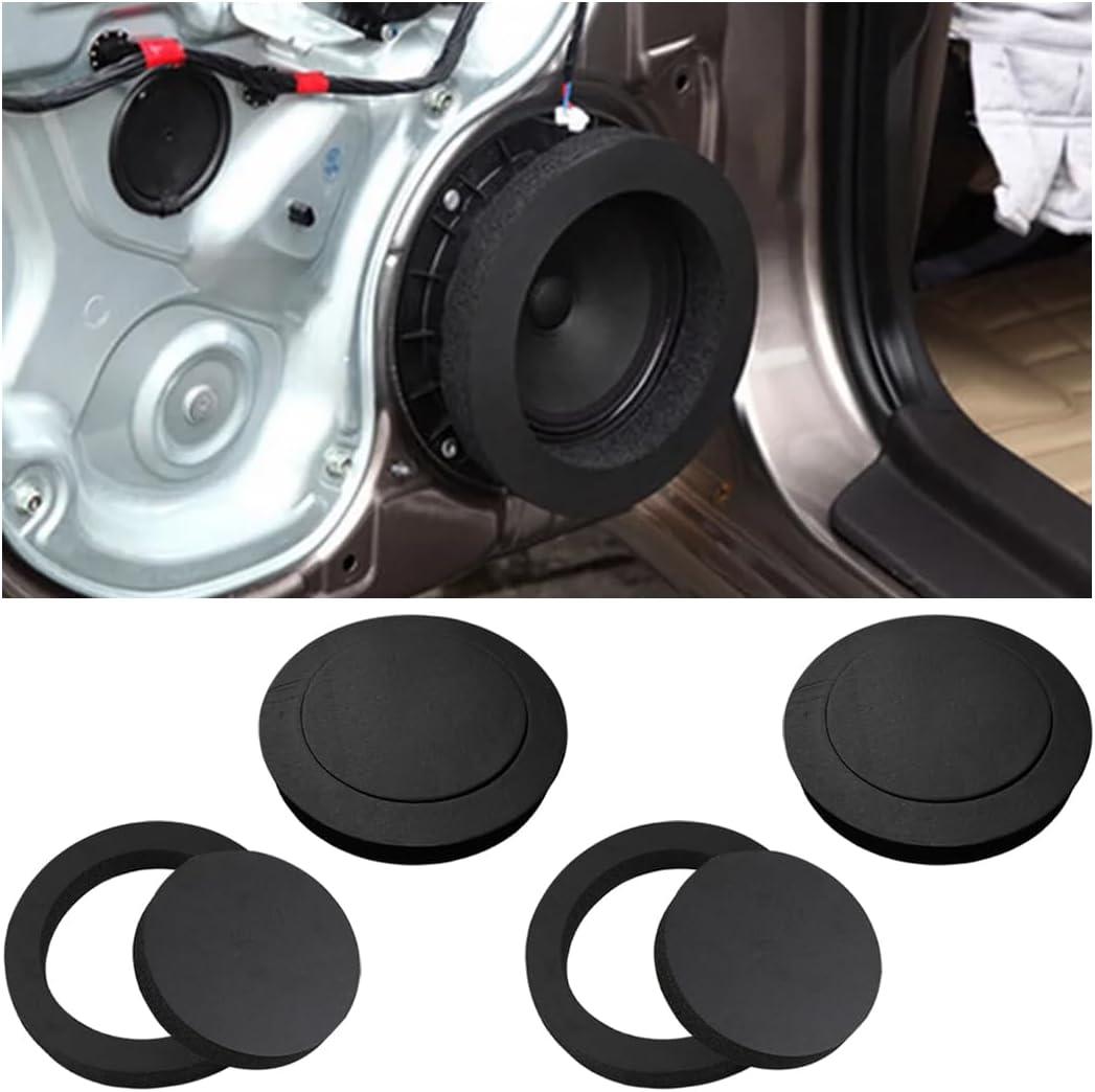 Osilly 4 Pcs 6.5" Foam Speaker Enhancer, Car Door Foam Speaker Rings Blocker, Self Adhesive Soundproof Sponge Kit, Bass Blocker Pad with High Rebound for Stereo Audio Speaker