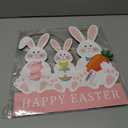 Whaline Easter Bunny Wooden Door Sign with String Hanging Plaque Cute Rabbit Hanging Sign for Holiday Outdoor Indoor Porch Wall Decor, 11.8 x 12.1 In