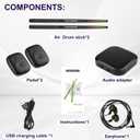 Electronic Drum Set Pocket Air Drum Sticks Set with Air Drumsticks & Pedals & Bluetooth Adapter & Earphone,Play Drum Anywhere Anytime 8 Sounds for Beginners, Teens & Adult Drummer Gift With Speaker