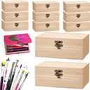 RHBLME 10 PACK Wooden Box with Hinged Lid, Unfinished Unpainted Wooden Boxes for Crafts, Large Wooden Box Unfinished Wood Box for DIY Storage Jewelry Plain Pine Box