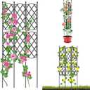 Garden Trellis for Climbing Plants Outdoor, 4 FT Tall Plant Support Trellis Cage for Indoor Potted Plants, Plant Trellises Frame for Vines, Flowers, Vegetable, Rustproof Lattice Grid Panels