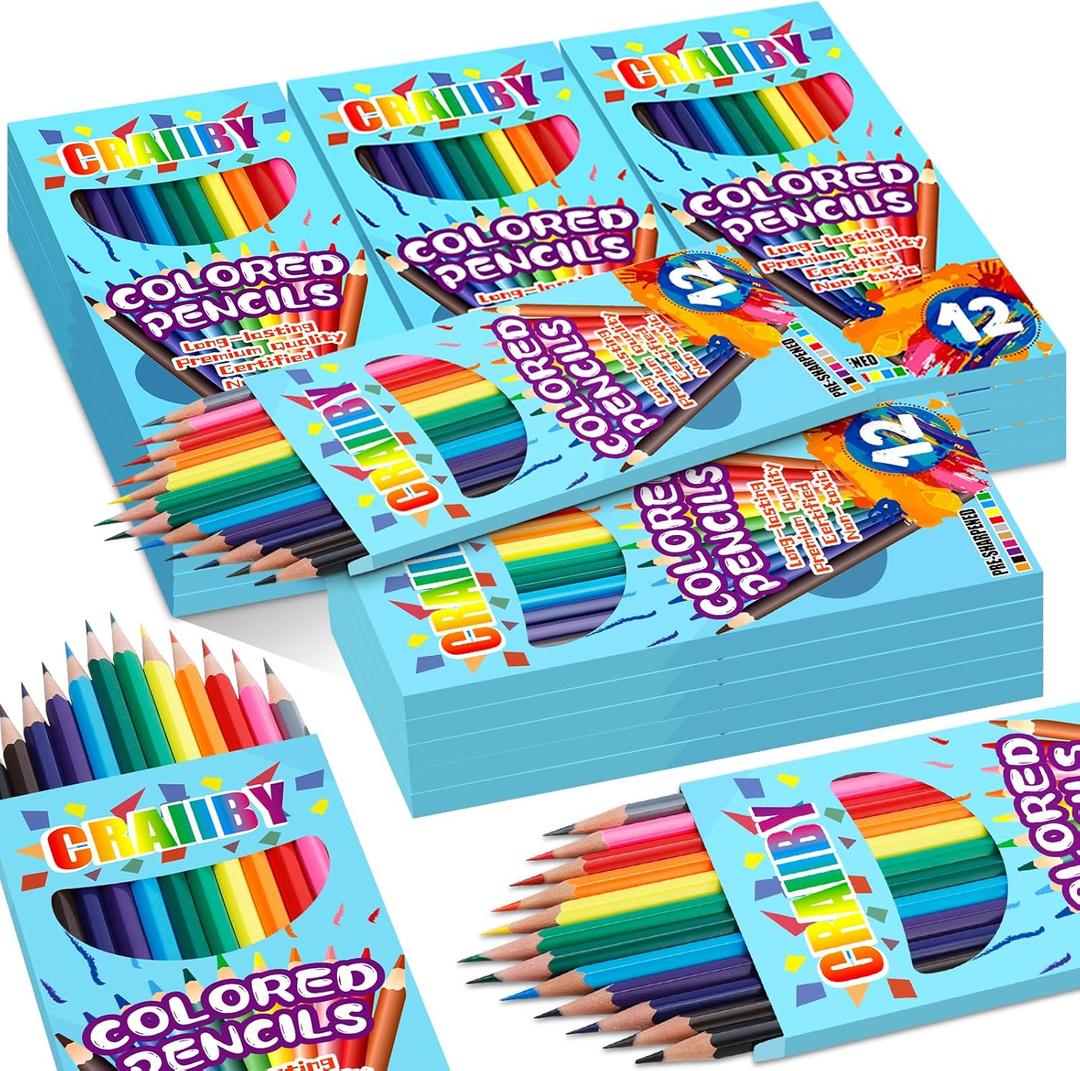 Premium Colored Pencils, Soft Core, 288 Count (Pack of 24), 12 Colors Pre-sharpened Color Pencils Bulk, Back to School Supplies, Classroom Prizes