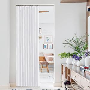 NICETOWN Pure White Blackout Curtains for Bathroom Privacy, Accordion Window Treatment for Bedroom Closet Thermal Insulated Door Curtains for Doorway Living Room Divider, 50" W x 80" L, 1 Panel