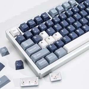 YMKPVR KBDiy Fishing PBT Double Shot Blue Keycap Set,174 Keys Retro Custom Key Cap Keycaps 60 Percent Cherry Profile Keycaps for 61/64/68/84/87/100/104/108 Mechanical Keyboard