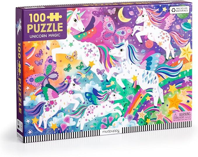 Mudpuppy Unicorn Magic â€“ 100 Piece Jigsaw Puzzle with Colorful and Fun Illustrations of Sparkling Unicorns for Children Ages 5 and Up