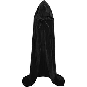 Halloween Hooded Cloak Long Hooded Cloak Adult Christmas Halloween Capes Costumes Adult Cape Masquerade Dress Up (Black)