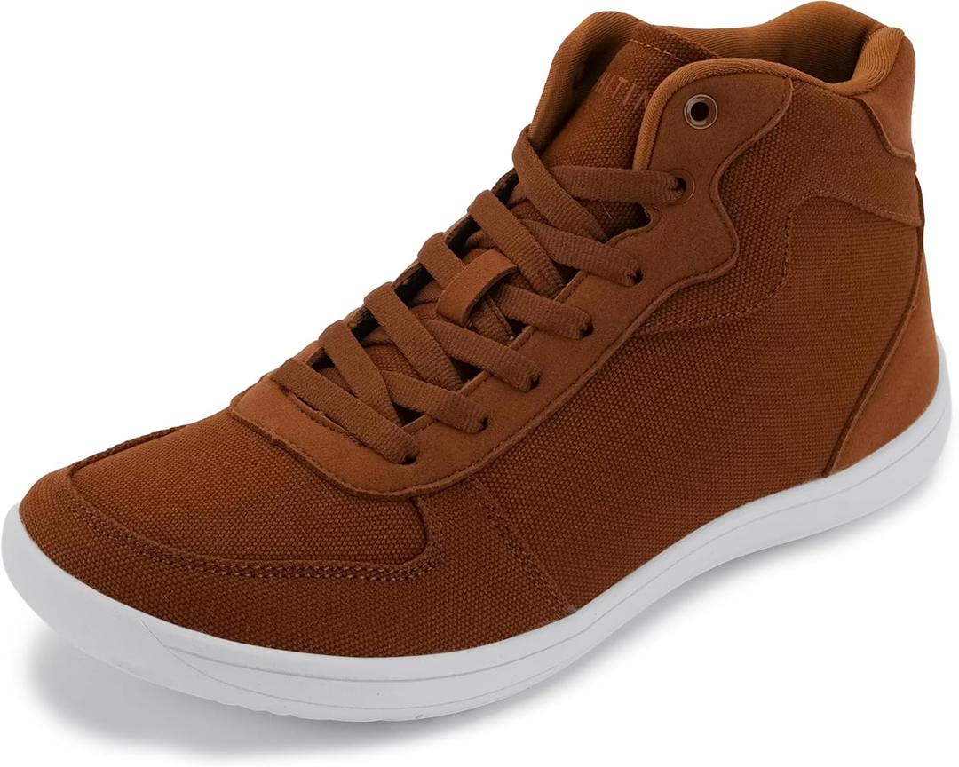 WHITIN Men's Wide Toe Box Canvas Minimalist Barefoot Shoes Width Zero Drop Minimus Sneaker Male Casual Tennis Walking Minimal Running Brown, Size 10 Wide (44)
