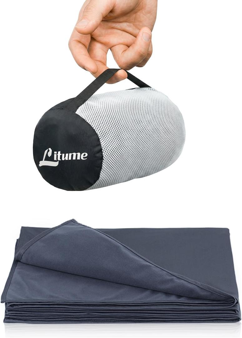 Travel Blanket Lightweight and Breathable, 67 x 48 in Soft Airplane Flight Blanket for Travelers, Foldable Camping Sheet with Stuff Sack for Train, Camp, backpacking, office, home (Velvet E650)
