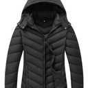 ALPIXIS Women's Lightweight Quilted Down Coat | Waterproof, Windproof, Removable Hood, Warm Puffer Jacket for Winter Dark Grey-XL