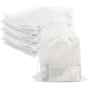 Organza Bags 7x9 inch - Large Mesh Bags Drawstring Organza Gift Bags Jewelry Pouch for Wedding Mother's Day Baby Shower Party Favors Bathroom Soaps Makeup Candy Fruit Wrap Bulk Supplie, White, 50Pcs (1 count (Pack of 50))