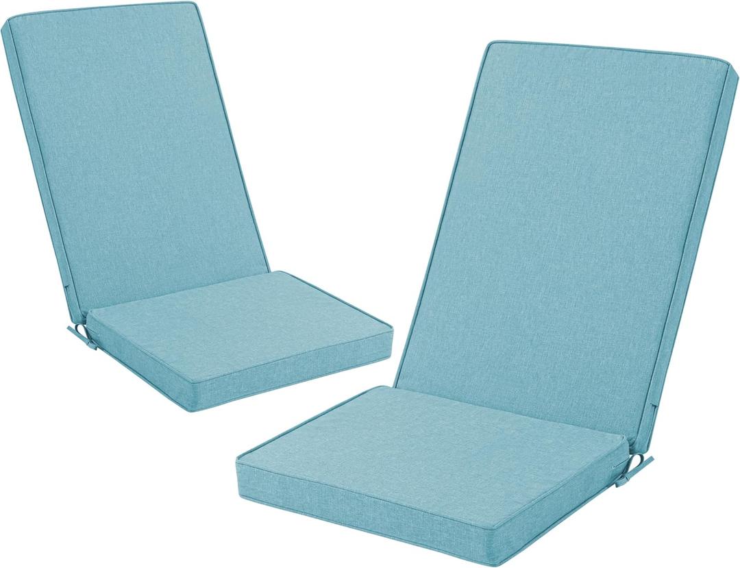 Adirondack Chair Cushions Set of 2 - Removable Covers, Water-Repellent & Fade-Resistant Faux Linen, Securing Straps, Non-Slip Bottom, Fit for Most Outdoor Adirondack & Rocking Chairs - Teal, 45''x20''