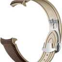 Curved End Rubber Strap Compatible with Omega X Swatch Moonswatch Speedmaster and more 20mm WatchSwatch Omega Moonswatch Speedmaster Watch Replacement Band Deployment Buckle Men Women (Brown)