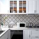 Sevalo Black White Peel and Stick Wallpaper Boho Contact Paper for Cabinets Black and White Geometric Contact Paper Self-Adhesive Removable Wallpaper Kitchen Drawer Liner Waterproof 17.5inW 197inL