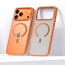 orange magnetic phone case for the iPhone 17 Pro Max.