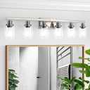 Bathroom Vanity Light, 6-Light Nickel Modern Matte Wall Sconce Lighting with Clear Glass Shade, Wall Lights,Bath Vintage Wall Mounted Lamps for Mirror Bedroom Living Room