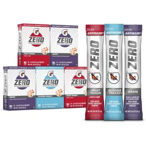 Gatorade G Zero Powder, Fruit Punch Variety Pack, 0.10oz Individual Packets - 10 Count (Pack of 5), BBD 03-28-2026