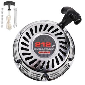 JMCHstore Brilliant Chrome Pull Start Recoil Starter Assembly for Predator 212 Coleman B200R CT200U EX 200cc Mini Bike, KT196 Go Kart Pull Cord Start Honda 6.5HP GX160 196 Hisun Engine Tao Motor