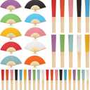 Yinkin 100 Pack Folding Fans Bamboo Handheld Folded Craft Hand Japanese Chinese Fans for Weddings Bridal Dancing Church DIY Decoration Women Gift Party Favors (Multi Colors)