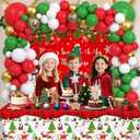10 x 129Pcs There's Some Ho Ho Hos In This House Party Decorations Merry Christmas Balloon Arch Kit Includes Funny Xmas Banner, Xmas Themed Balloons and Tablecloths for Merry Friendsmas Party