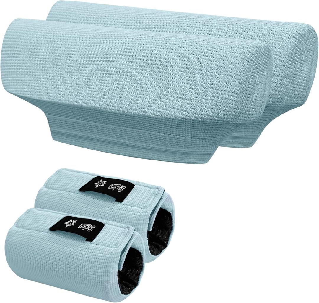 SPRING SEAON Crutches Padding Waffle Pattern Universal Crutch Pads for Armpits and Hand Grips Pads for Crutches Underarm Crutch Cushions Crutch Covers Pillows Crutch Accessories Moisture Absorption (Light Blue)