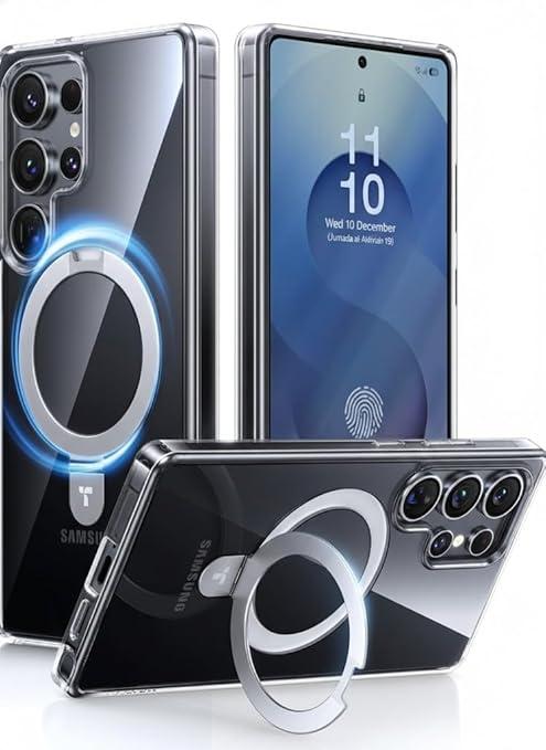 TORRAS for S25 Ultra Case, [4X Military Grade Drop Tested] [Build in Stand] [Fit for Magsafe] Shockproof Slim Protective for Samsung Galaxy S25 Ultra Case Clear