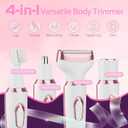 Women's Electric Razor Bikini Trimmer, 4-in-1 Cordless Shaver for Face, Legs, Underarms, Pubic Hair Wet/Dry Use, Painless Hair Removal