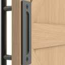12" Sliding Barn Door Handle Pull and Flush Hardware Set, for Barn Door Gates Garages Sheds, Rustic Style, Black Round