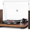 FEKTIK Record Player with Magnetic Cartridge, Bluetooth Belt Drive Vinyl Turntable High Fidelity System with 36 Watt Bookshelf Speakers, Built-in Phono Preamp, USB Recording and Auto Stop