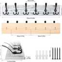 Coat Rack Wall Mount, Wooden Heavy Duty Coat Rack for Wall,6 Triple Coat Hanger Hooks for Hanging Coats,Jacket,Hat,Clothes (Grey White, 6 Hooks)