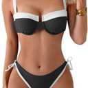 Eomenie Bikini Set for Women Underwire Push Up Two Piece Bathing Suit Color Block Swimsuit Swimwear S