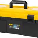 18 Inch Tool Box with Lock, 2-Layer Heavy-Duty Organizer with Removable Tray, Liftable Lid for Small Parts, 29lb Capacity & Carry Handle for Tools, Camping, Medical Supply Storage