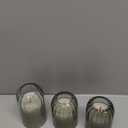 Lezonic Glass Flameless Candles Battery Operated with Remote, Dancing Flame LED Flickering Pillar Candles, Set of 4 Real Wax St. Patrick's Day Gift Fall Decorations for Home Room Decor (Pumpkin Green)