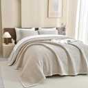 Sanracie Cotton Oversized King Bedspread(120"x120"),Wheat Waffle Weave Quilt Set 3Pcs Soft Lightweight Farmhouse Oversized King Quilt Bedding Set,Luxury Bedding Coverlet for All Seasons
