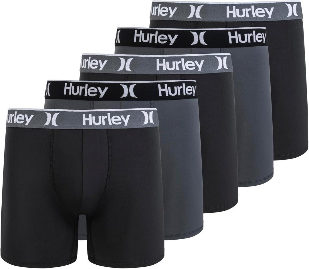 Hurley mens 5 Pack Stretch Boxer Briefs, XL