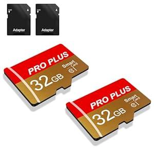 2 Pack TF Card 32GB with Adapter, High Speed Memory Card, UHSI C10 A1 Memory TF Card for Tablet/Mobile Phone/Camera/Car Audio/Game Console (TF162 Red Gold 32GB)