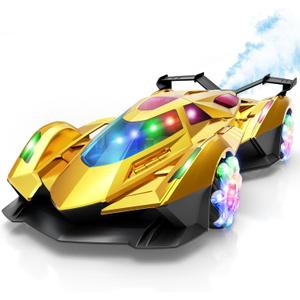 SASBSC Remote Control Car for Boys 4-7 8-12 Rc Cars with 360 Rotation, Spray, Music & Lights 1:12 Rechargeable Rc Car Toys 10-12km/h Sport Race Toy Cars Gifts for Kids (Gold)